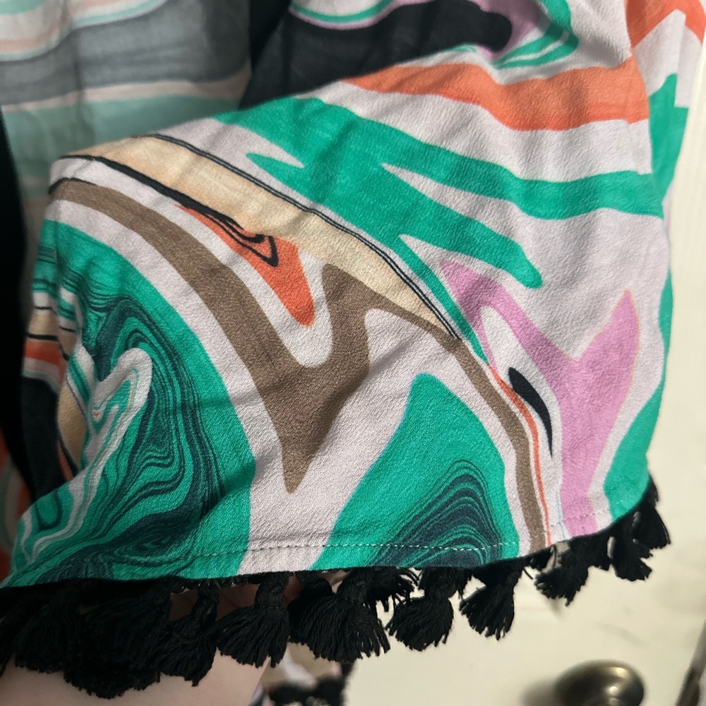 ☀️Trina Turk Swim & Spa Nazare Coverup Kimono w/ Fringe Women’s One-Size Swirl - Picture 3 of 5